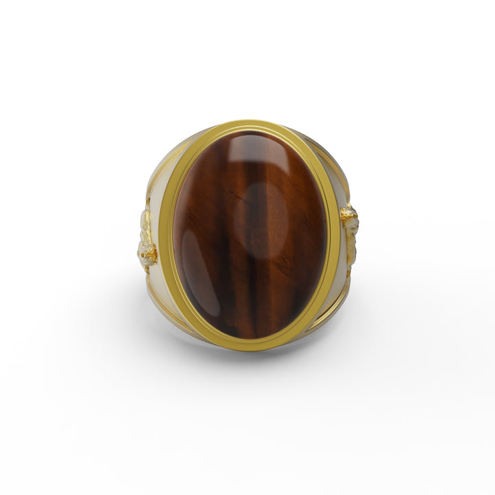 Howling Wolf Tiger Eye Stone Ring