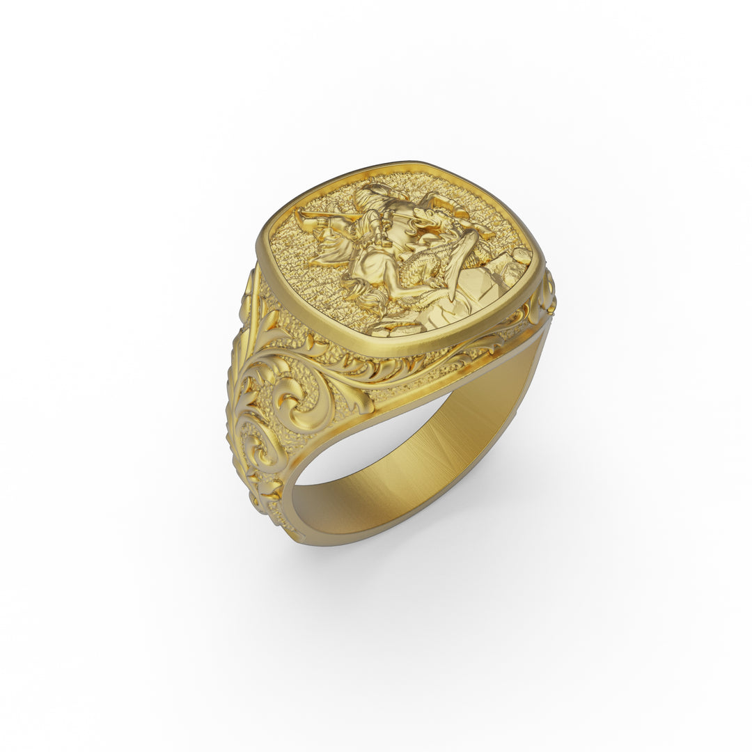 Saint George Dragon Slayer Signet Ring