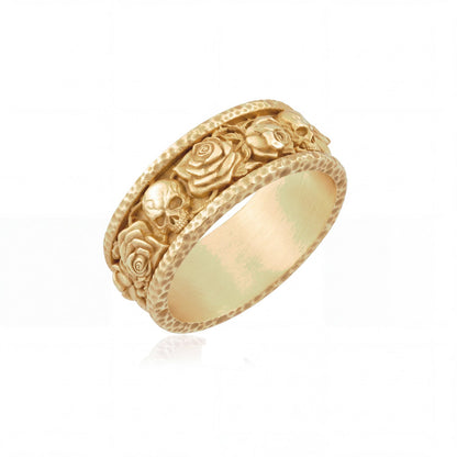 Skull and Rose Band Ring