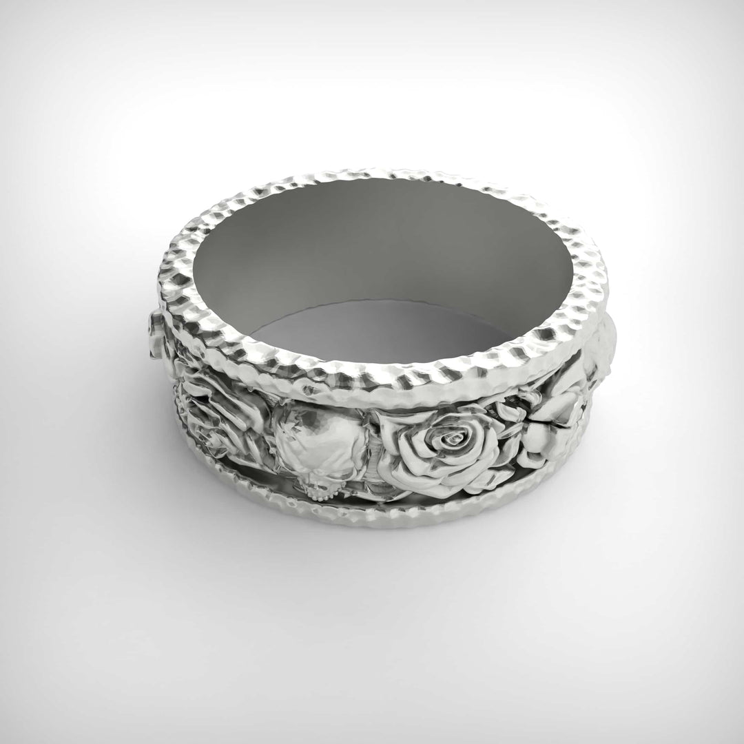 Skull and Rose Band Ring