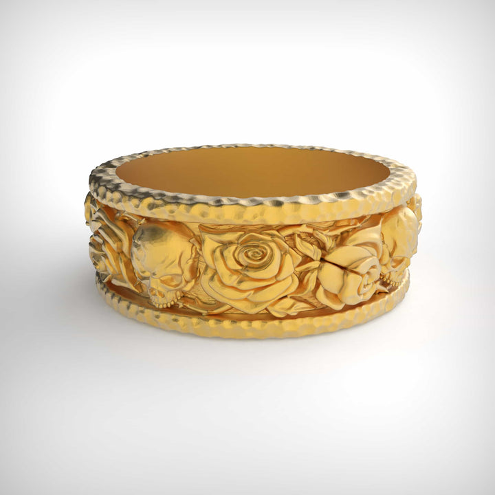 Skull and Rose Band Ring