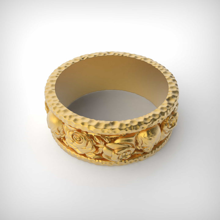 Skull and Rose Band Ring