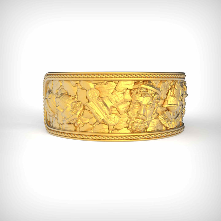 Greek Warrior Motif Band Ring