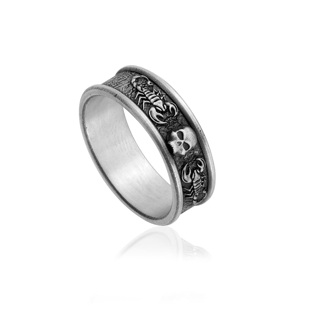 Scorpion Skull Band Ring