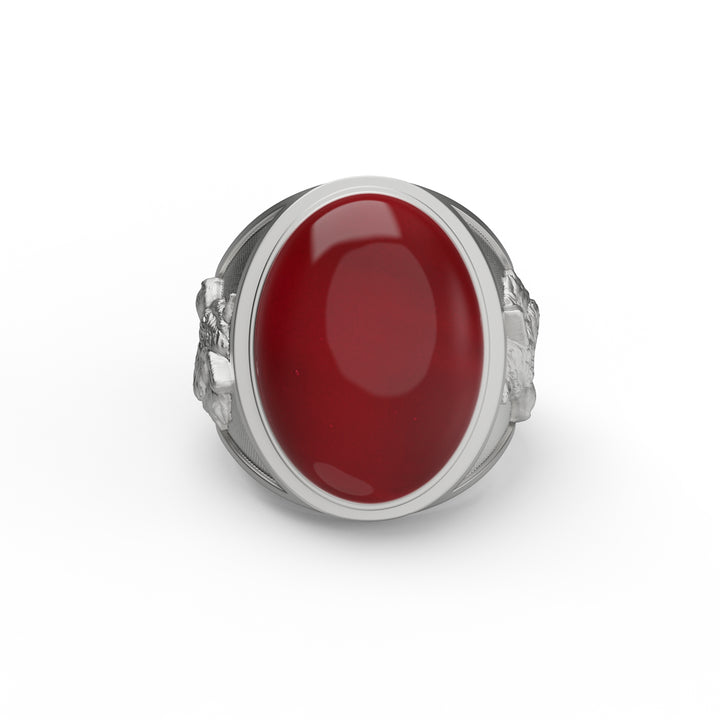 Wolf Face Carnelian Ring