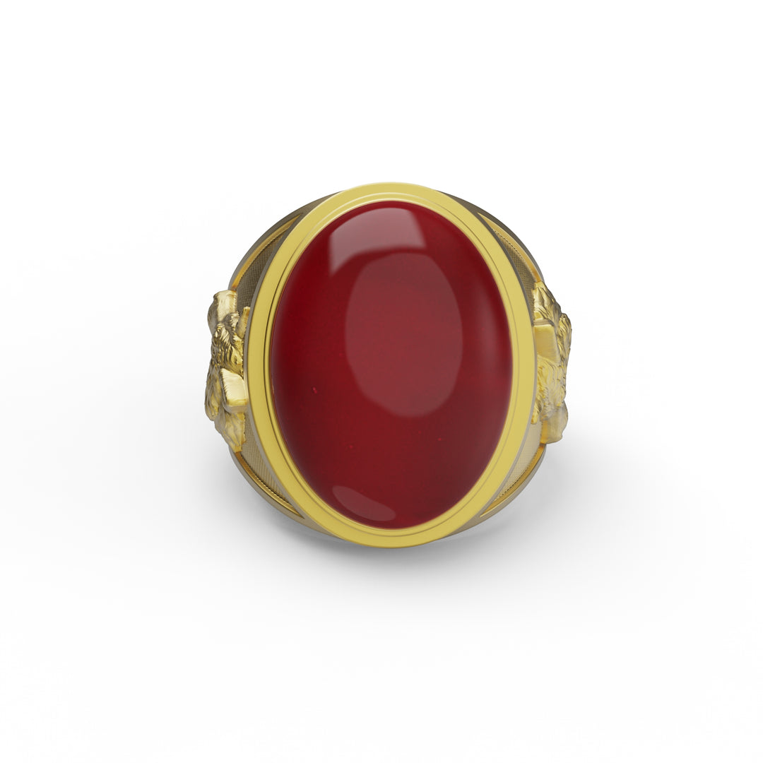 Wolf Face Carnelian Ring