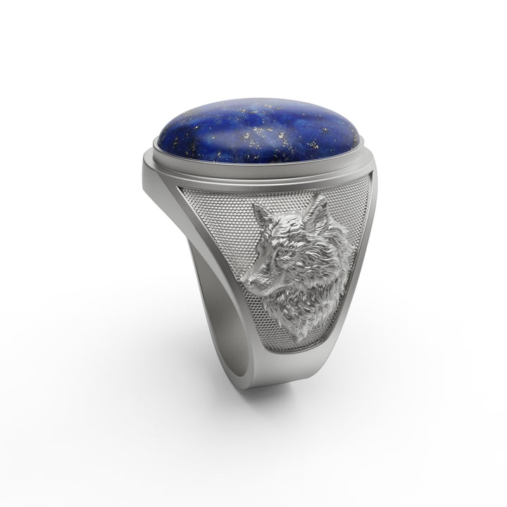 Wolf Head Lapis Ring