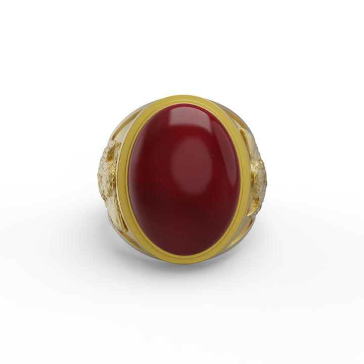 Noble Wolf Carnelian Ring