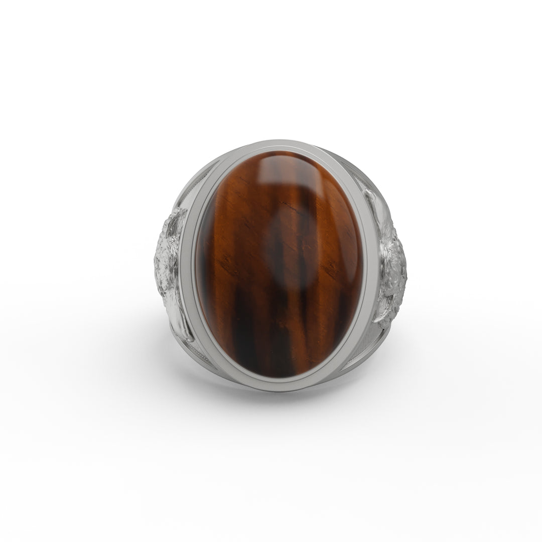 Noble Wolf Tiger Eye Ring