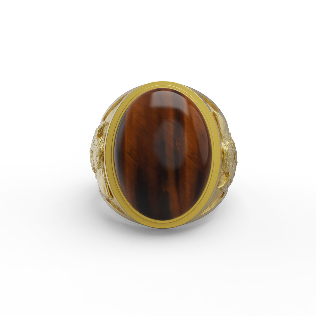 Noble Wolf Tiger Eye Ring