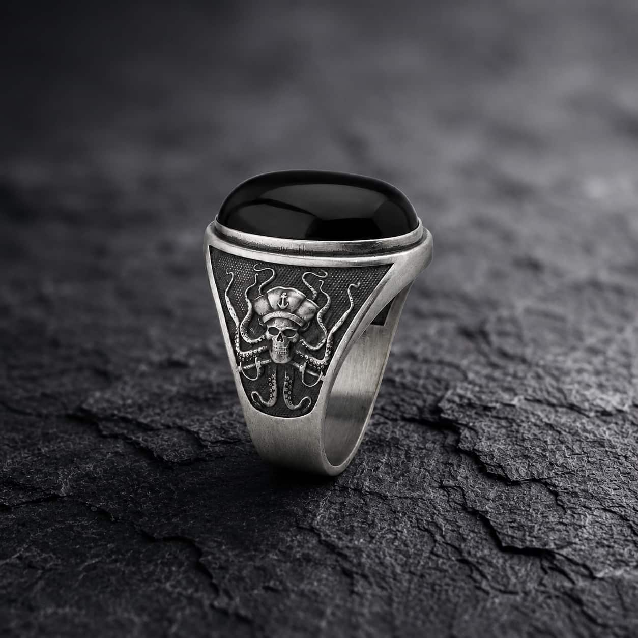 Pirate Octopus Onyx Ring