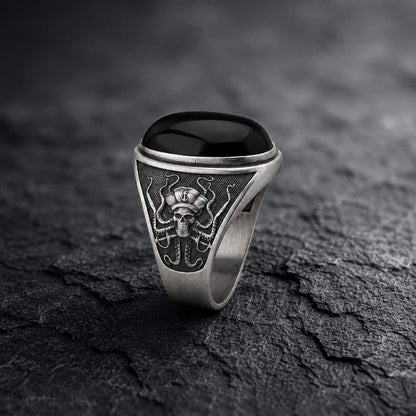 Pirate Octopus Onyx Ring