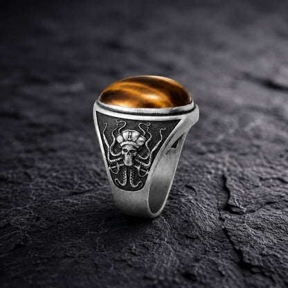 Pirate Octopus Tiger Eye Ring