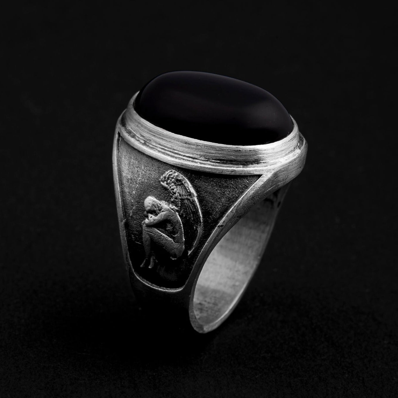sterling silver Angel Onyx Gemstone Ring