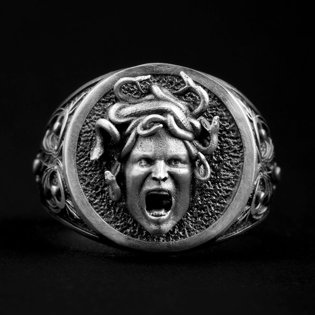 sterling silver Angry Gorgon Medusa Ring