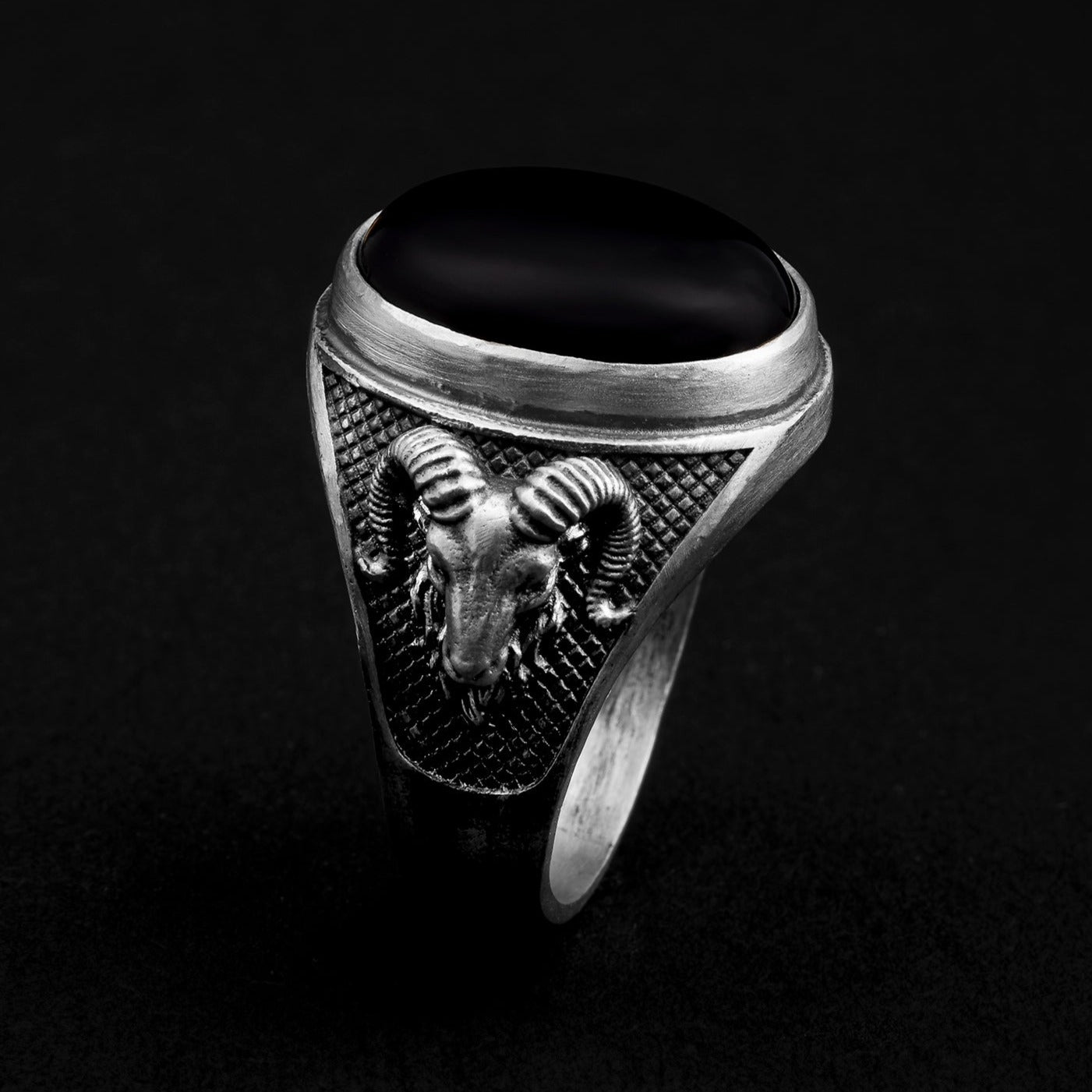 handmade sterling silver Aries Onyx Gemstone Ring