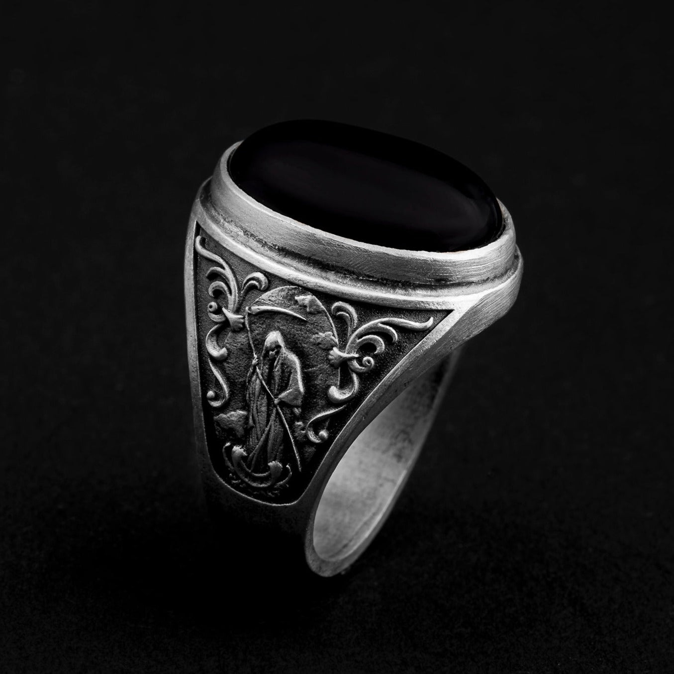 handmade sterling silver Azrael Onyx Ring