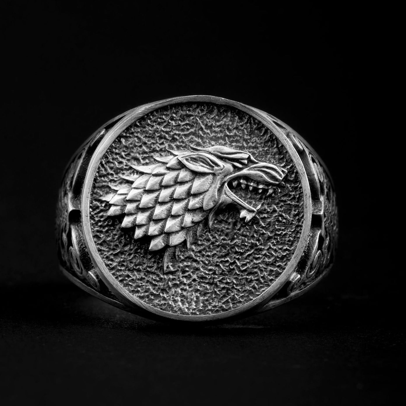 sterling silver Game Of Thrones Stark Wolf Ring - stark pendant of house of stark