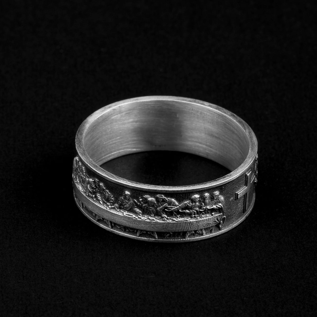 handmade sterling silver Last Supper Cross Ring