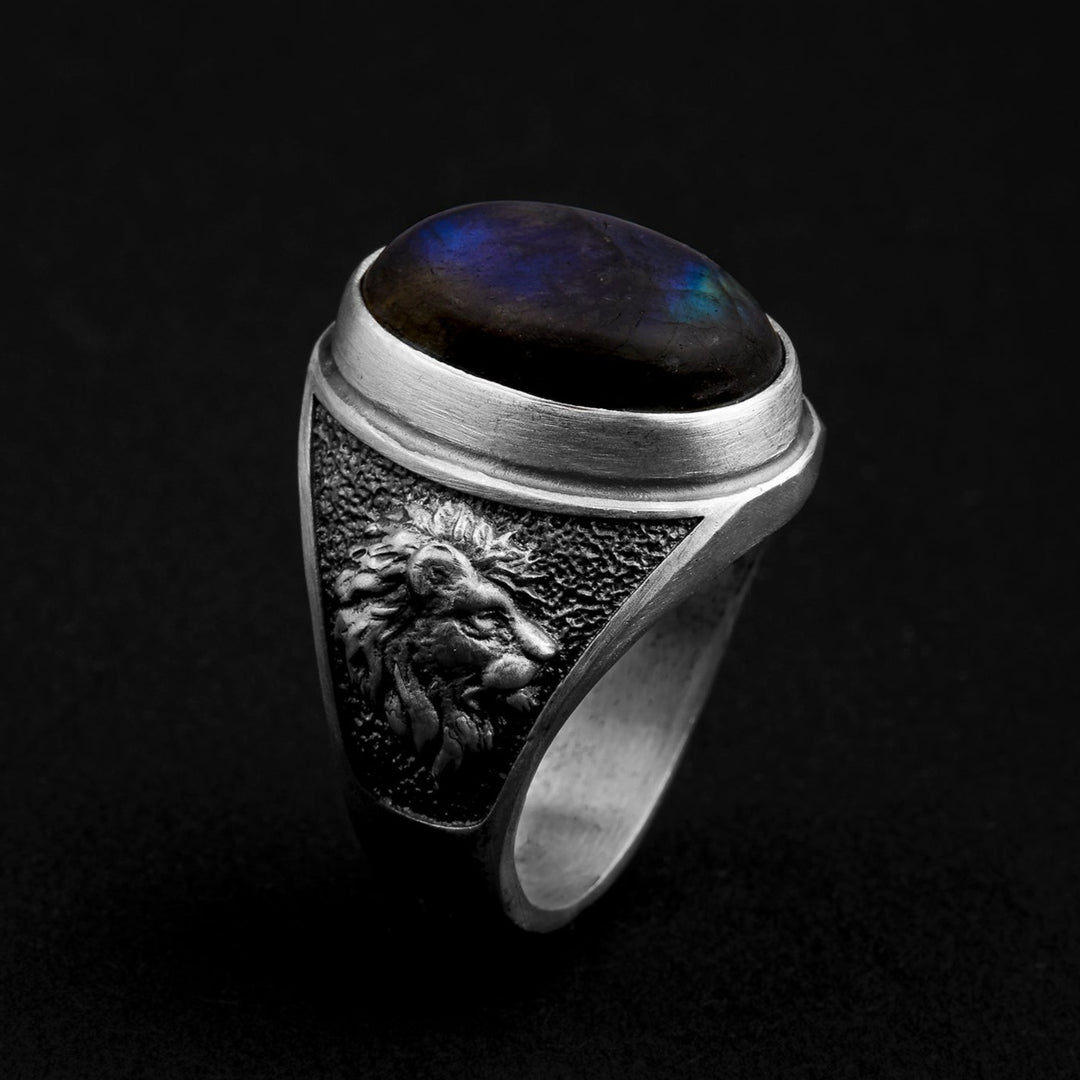 sterling silver Lion Labradorite Gemstone Ring