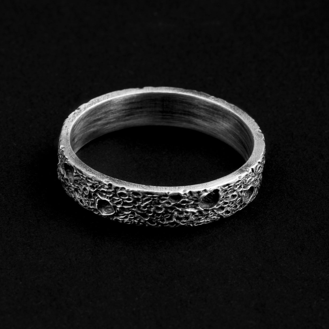 Silver Moon Surface  Band Ring