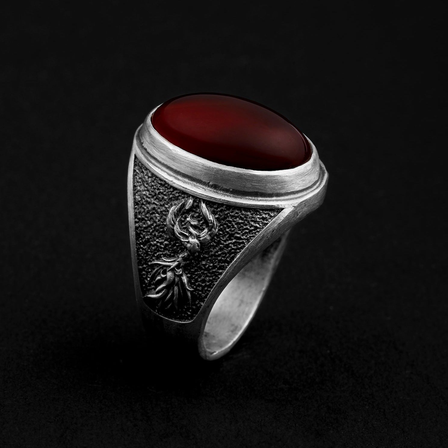 handmade sterling silver Phoenix Carnelian Gemstone Ring