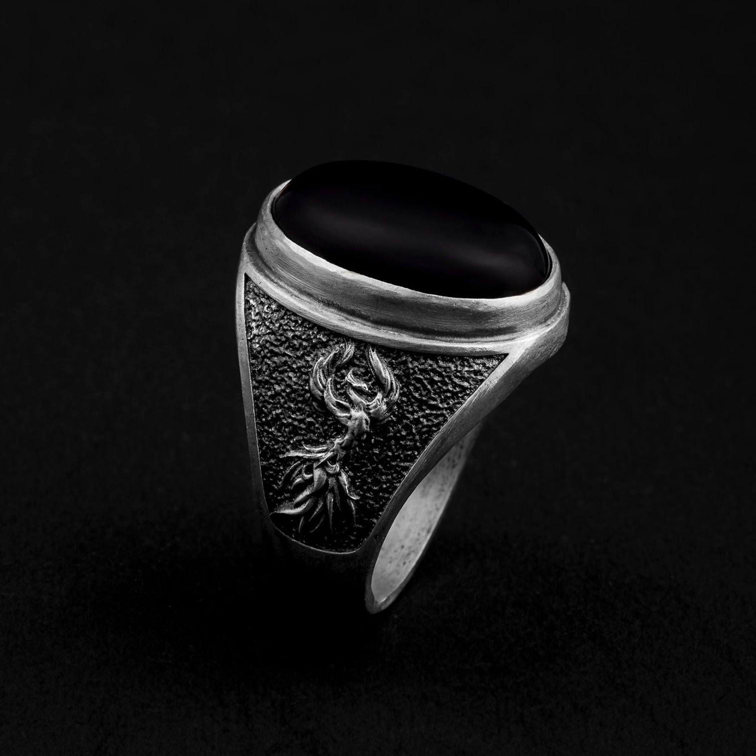 handmade sterling silver Phoenix Onyx Gemstone Ring