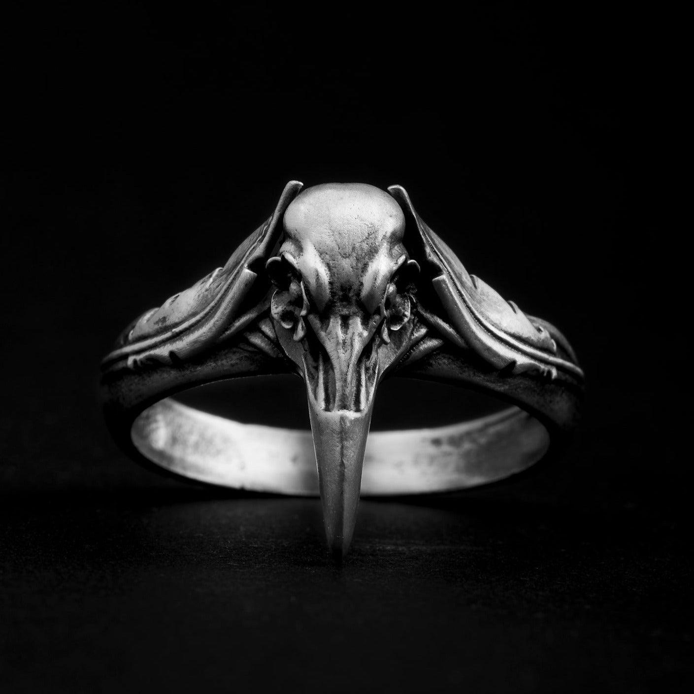 handmade sterling silver Raven Skull Ring