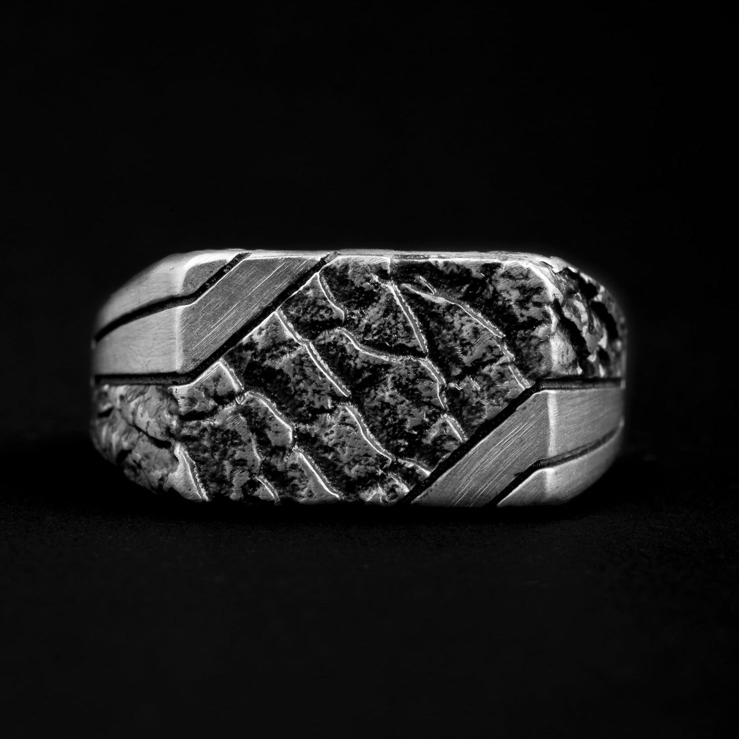 handmade sterling silver Rectangle Textured Ring