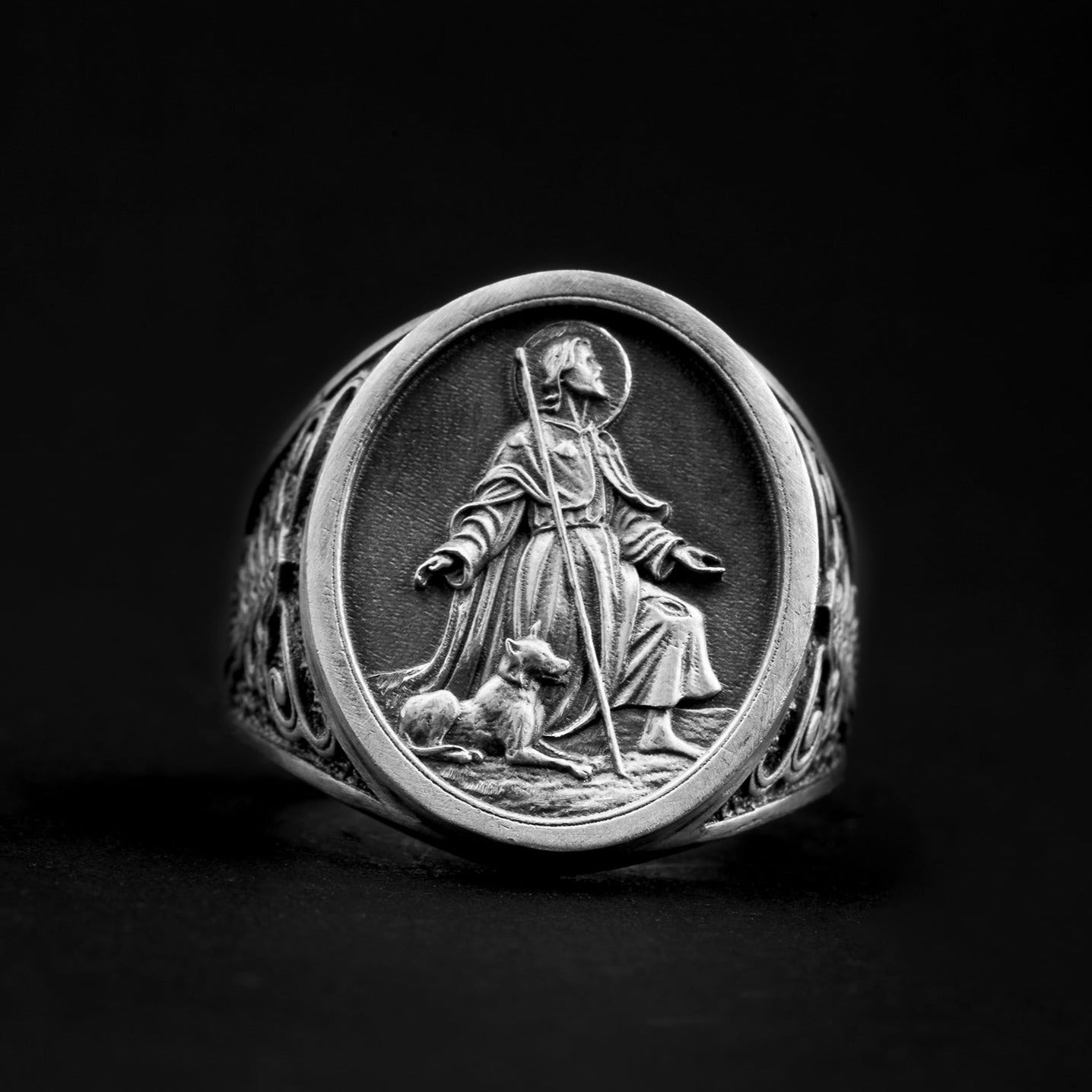 handmade sterling silver Saint Rochus Ring