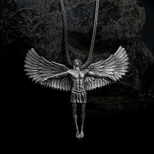 Mens Stainless Steel Angel with Big Angel Wing Pendant Necklace | eBay