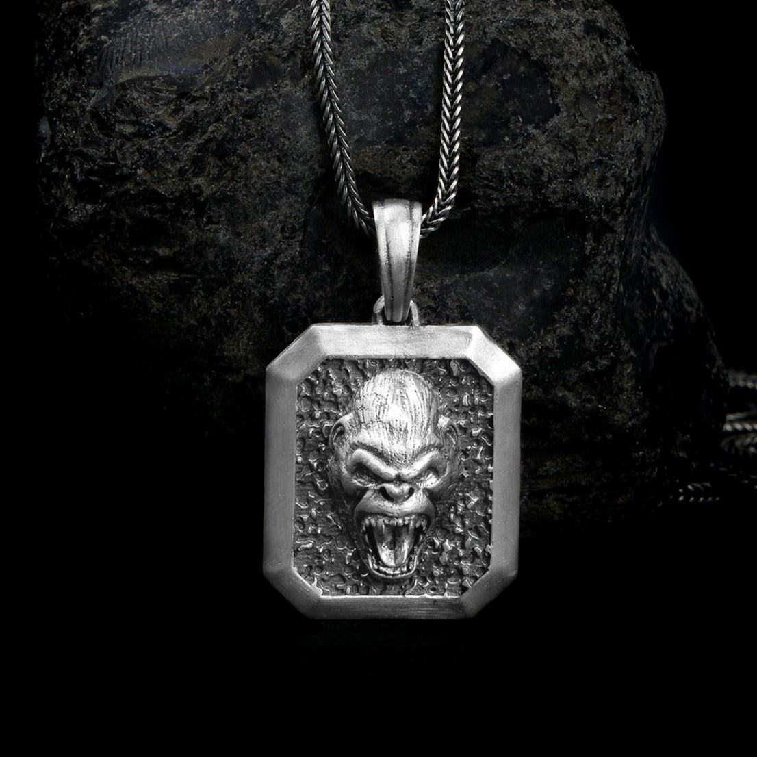 sterling silver angry gorilla necklace