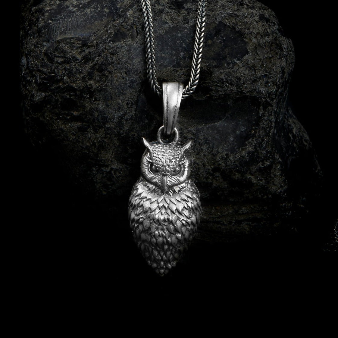 handmade sterling silver Angry Owl Necklace