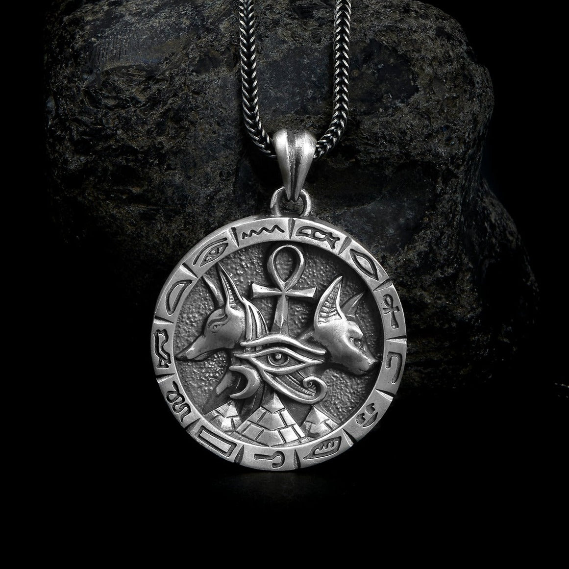 handmade sterling silver Anubis And Bast Necklace