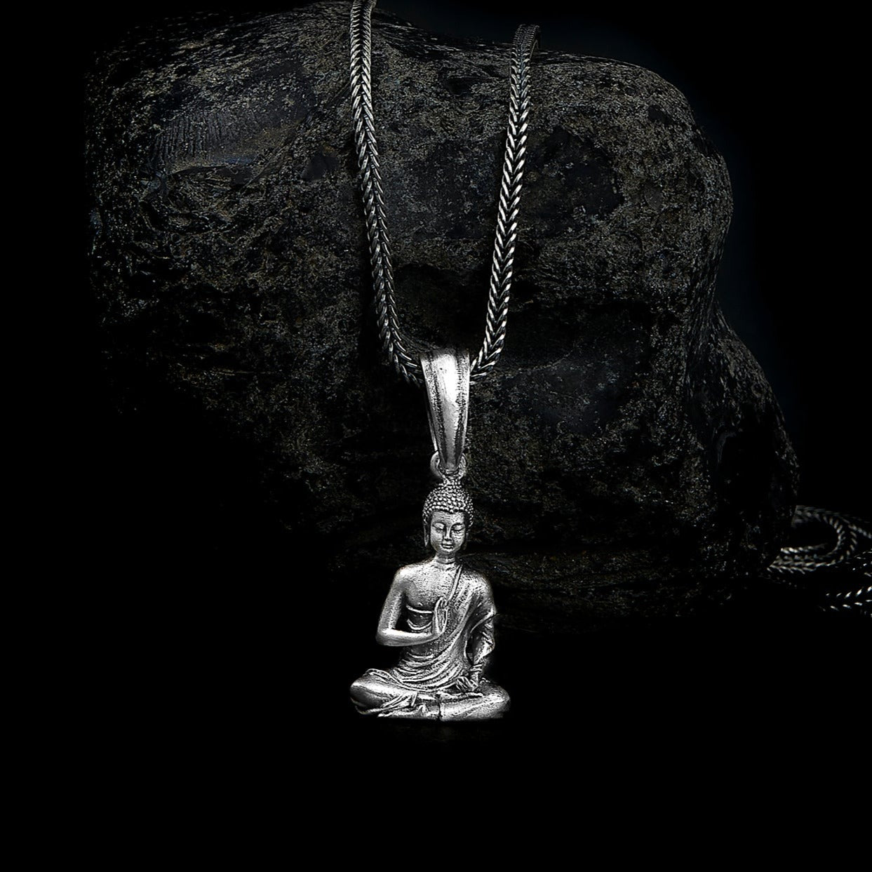 handmade sterling silver Buddha Body Necklace. Balance, wisdom, and serenity.