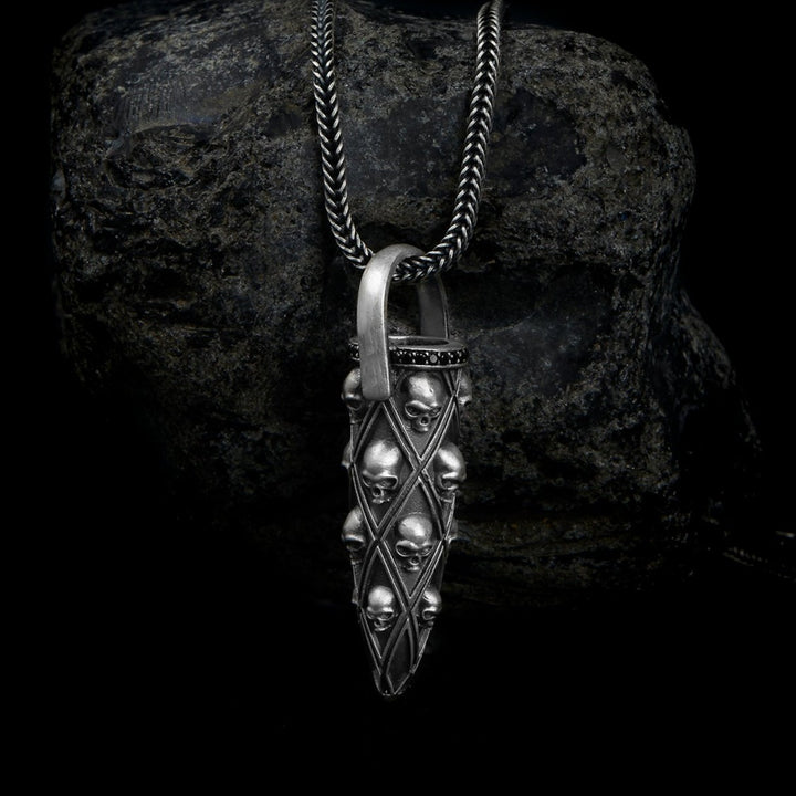 handmade sterling silver Bullet Skull Necklace