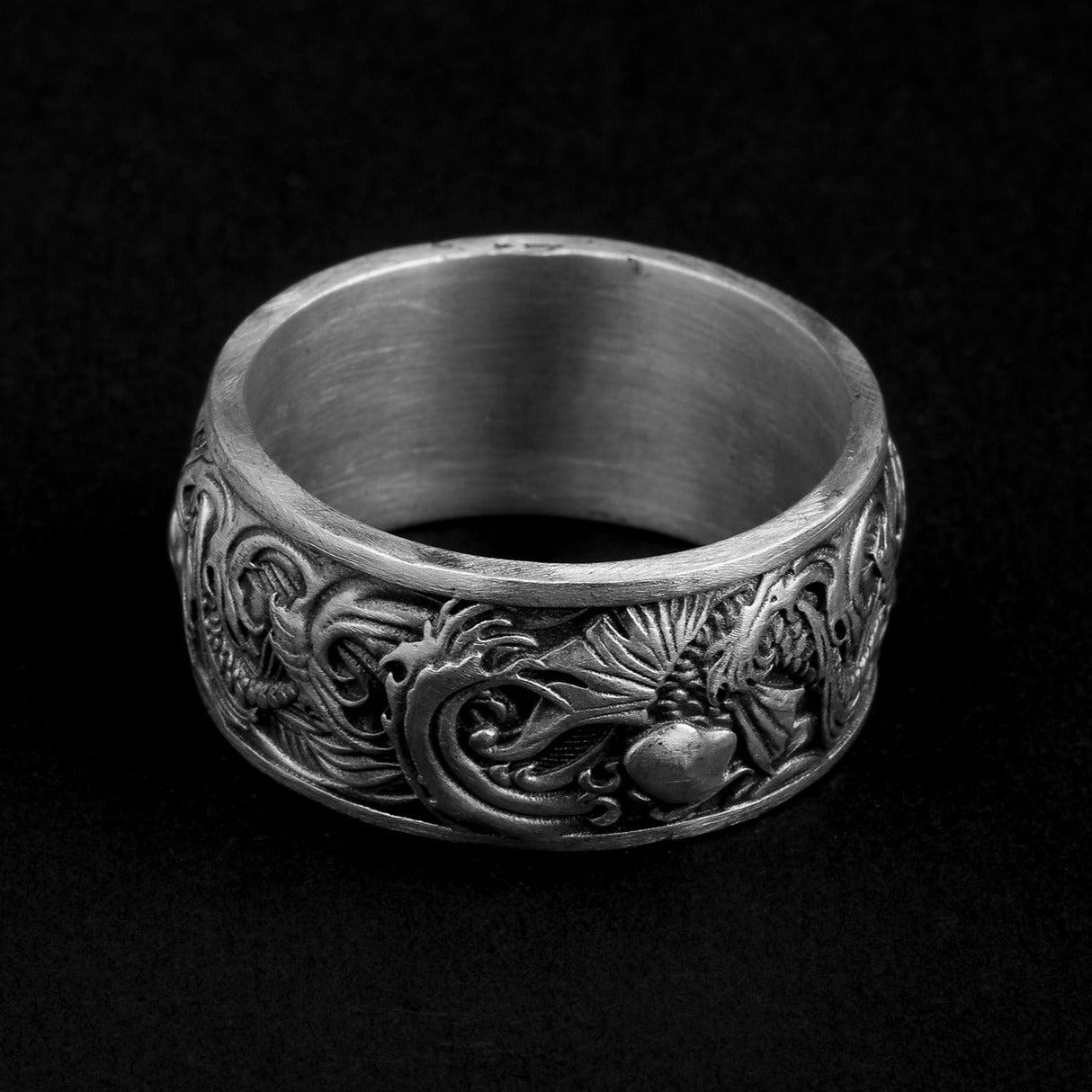 handmade sterling silver Carp And Waves Ring