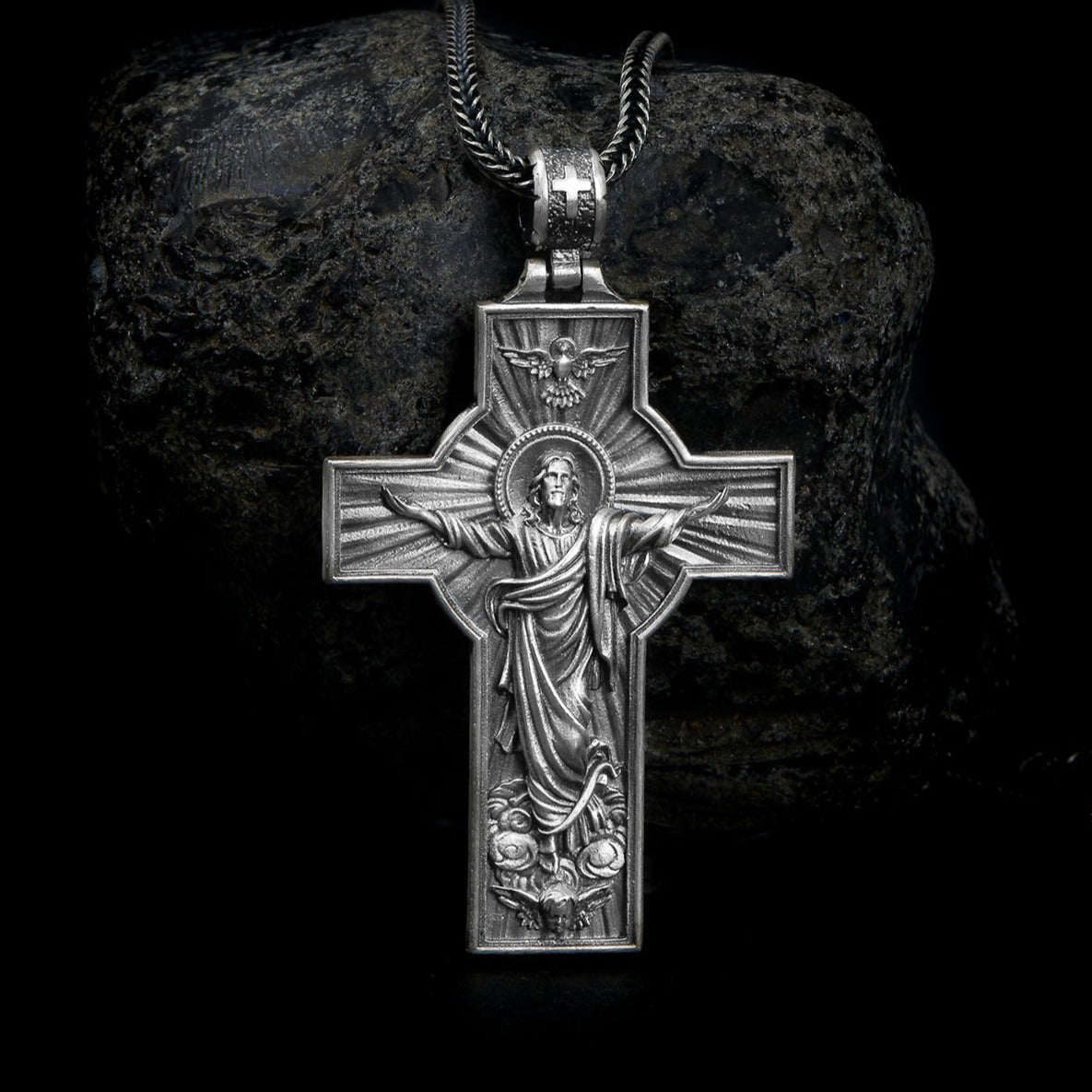 handmade sterling silver Cross Jesus Necklace
