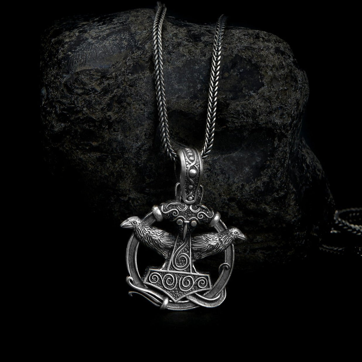 handmade sterling silver Crow Viking Hammer Necklace