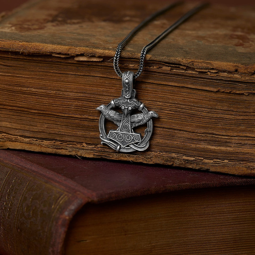 Crow Viking Hammer Necklace