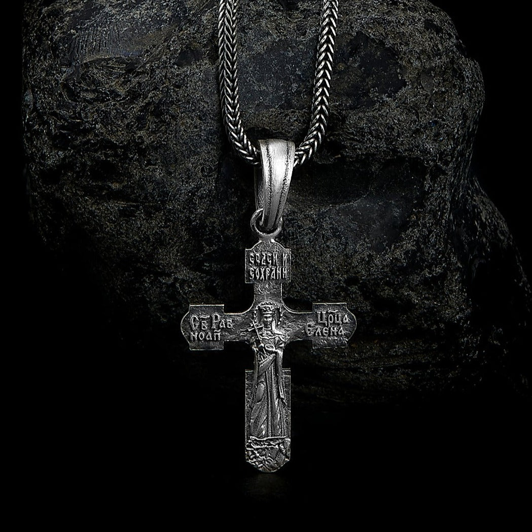 handmade sterling silver Crucifixion Orthodox Cross Necklace