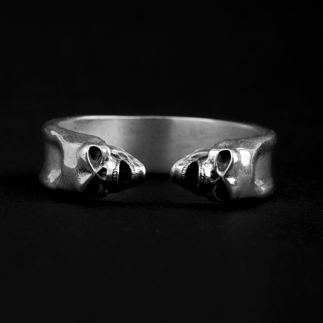 sterling silver Double Skull Ring, band rings.