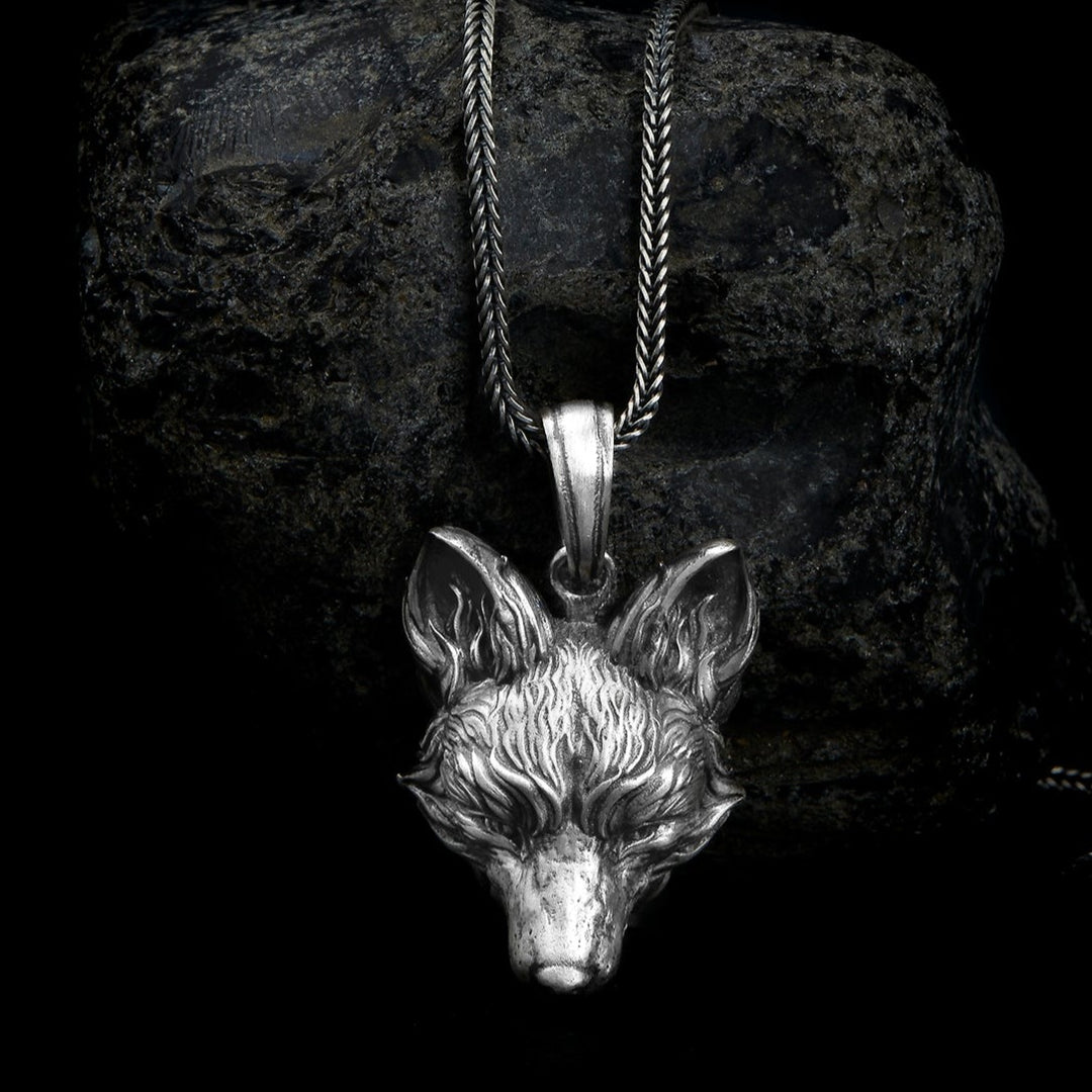 handmade sterling silver Fox Head Necklace