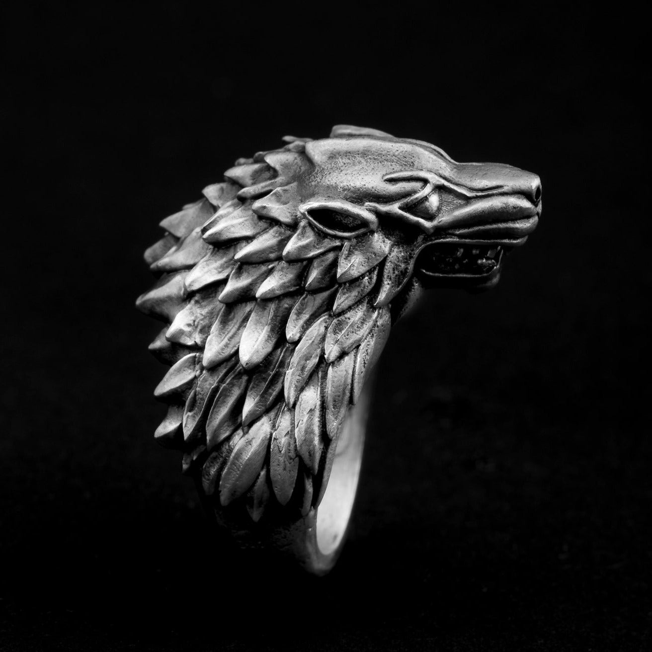 handmade sterling silver Game Of Thrones Stark Wolf Ring