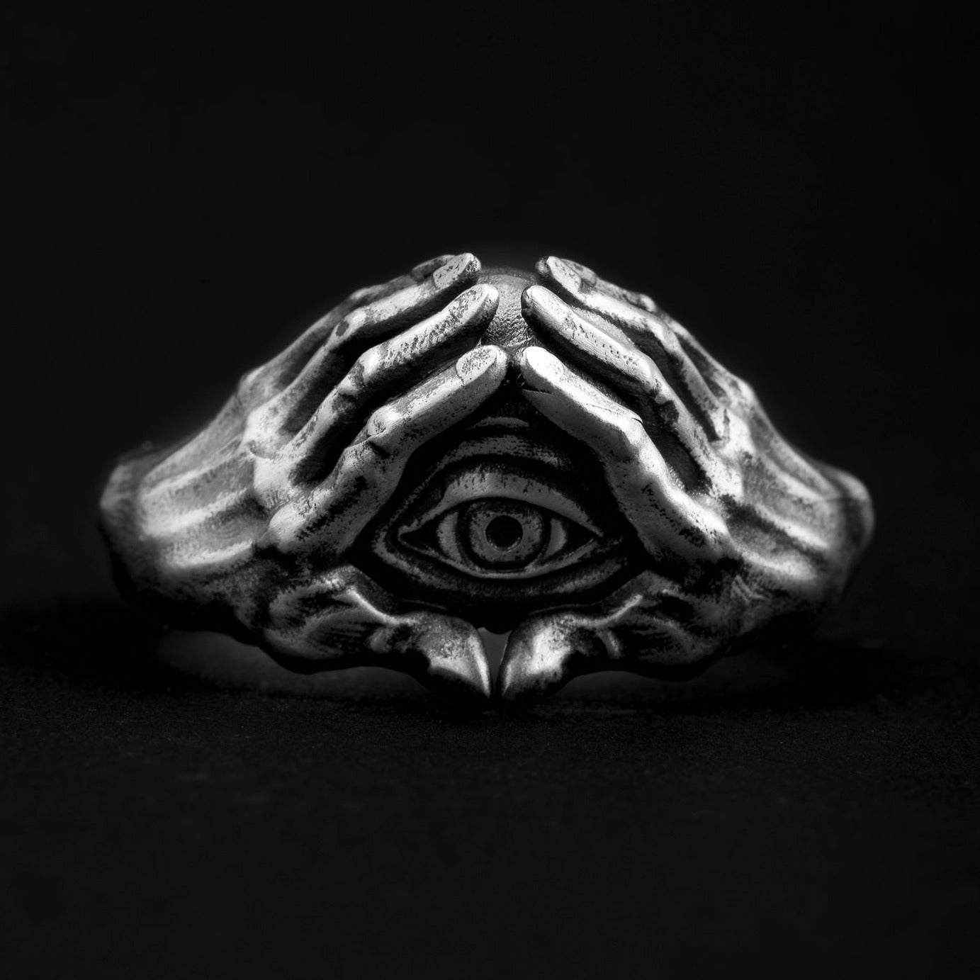 handmade sterling silver Illuminati Eyes Ring