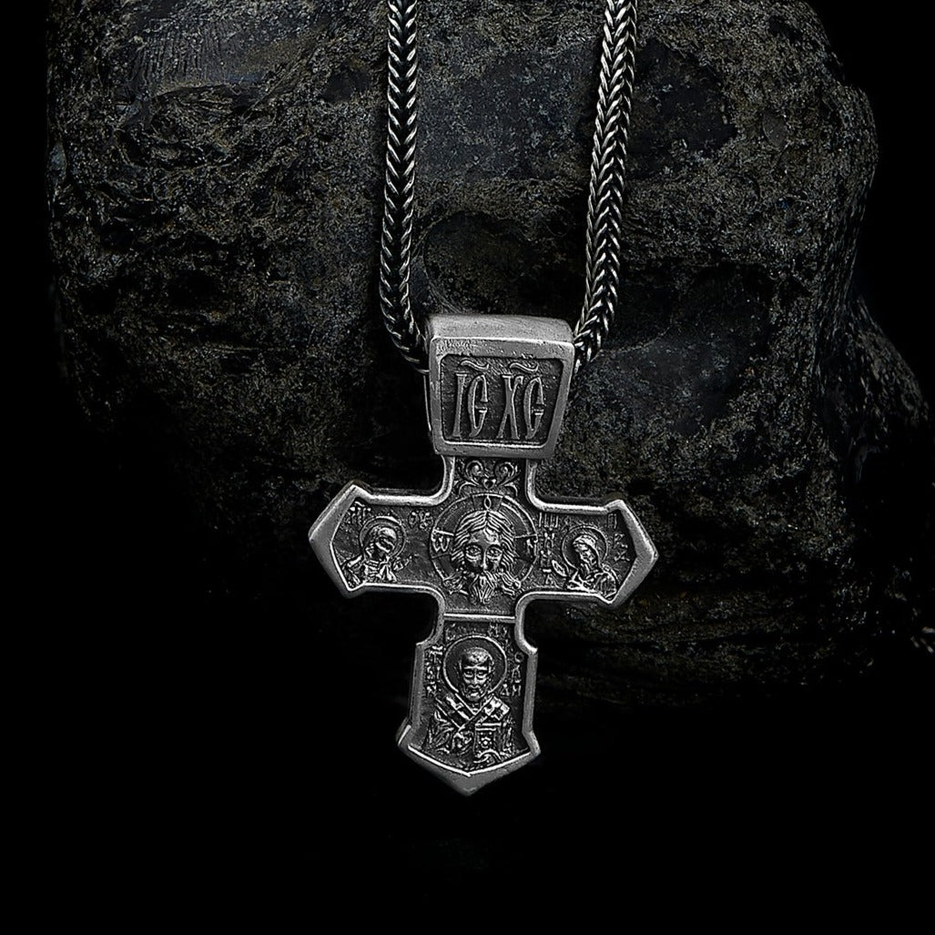 handmade sterling silver Jesus Christian Cross Necklace