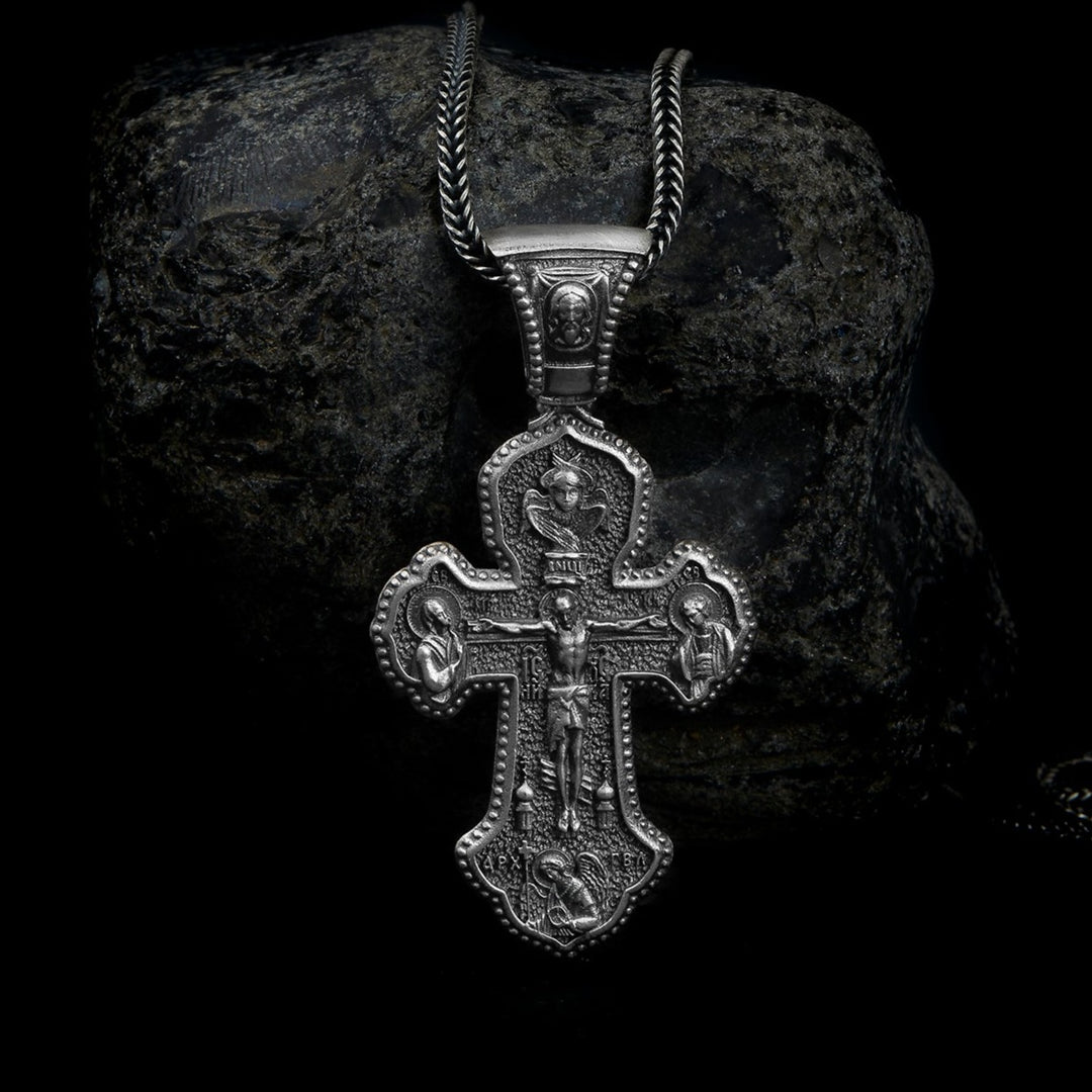 handmade sterling silver Jesus Christian Cross Necklace