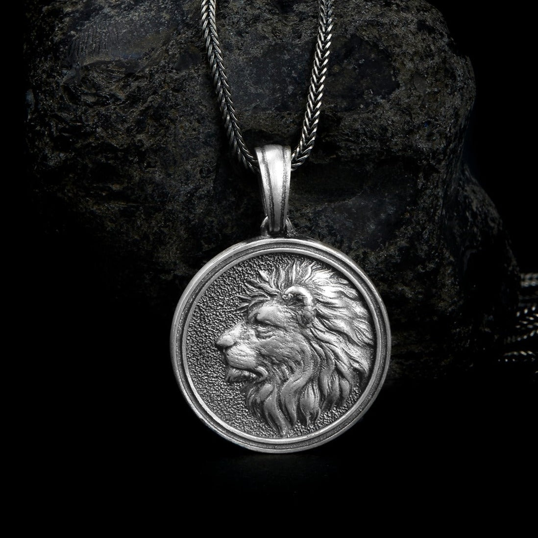 handmade sterling silver Lion Head Necklace