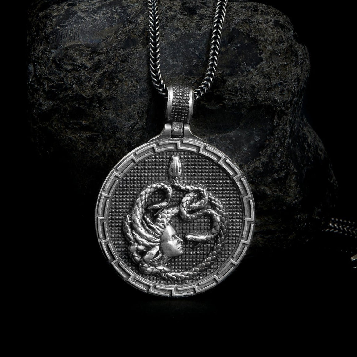handmade sterling silver Medusa Snakes Necklace