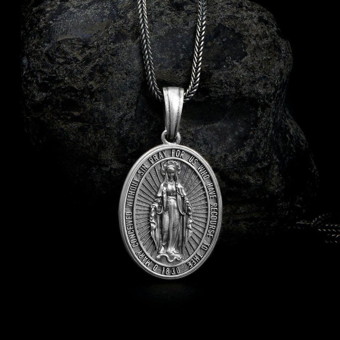 handmade sterling silver Miraculous Virgin Mary Necklace